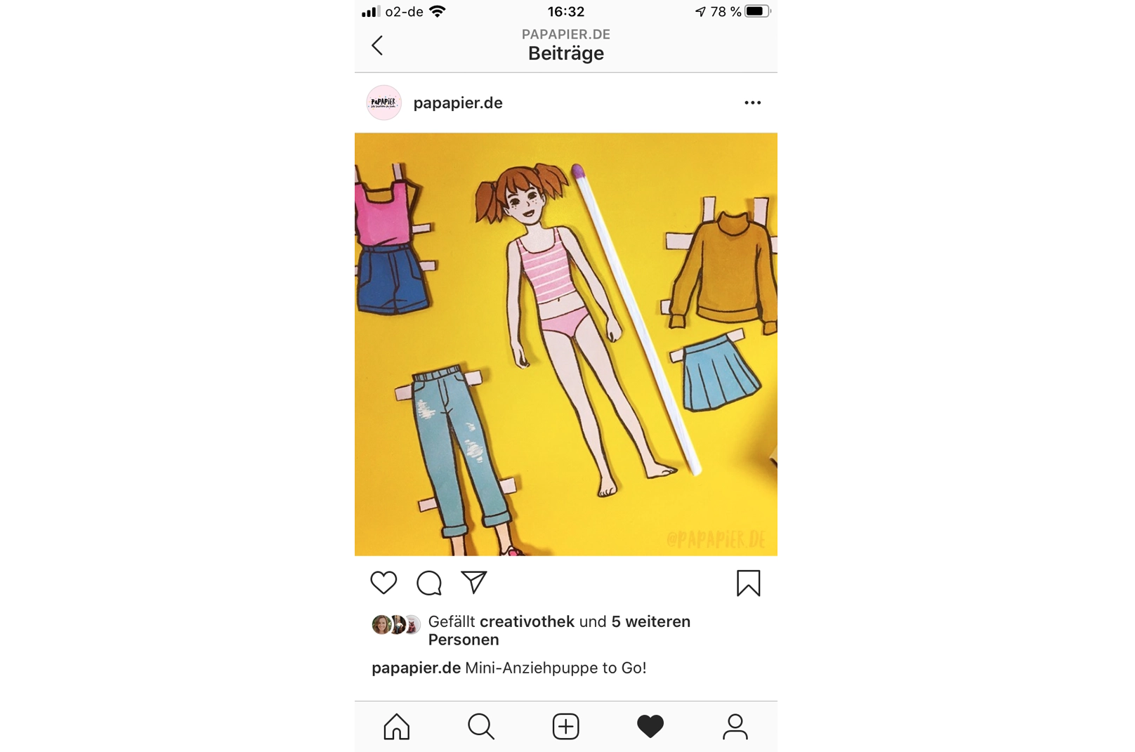 Instagram Beitrag Mini-Anziehpuppe to go